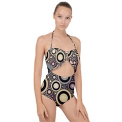 Art Retro Vintage Scallop Top Cut Out Swimsuit