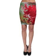 Abstract Stain Red Seamless Bodycon Skirt