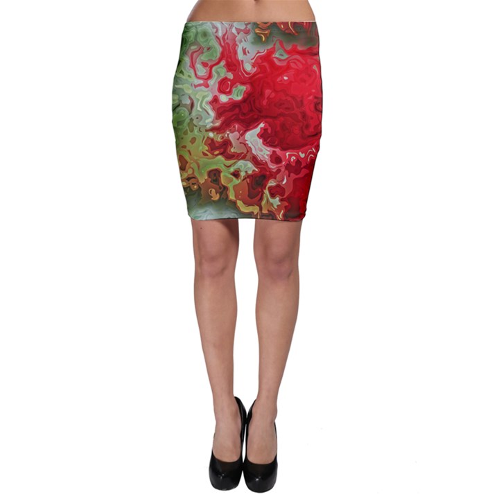 Abstract Stain Red Seamless Bodycon Skirt