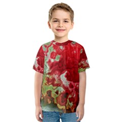 Abstract Stain Red Seamless Kids  Sport Mesh Tee