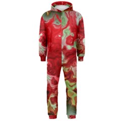 Abstract Stain Red Seamless Hooded Jumpsuit (men) 