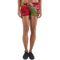 Abstract Stain Red Seamless Yoga Shorts by HermanTelo