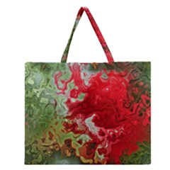 Abstract Stain Red Seamless Zipper Large Tote Bag by HermanTelo