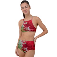 Abstract Stain Red Seamless High Waist Tankini Set by HermanTelo