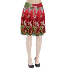 Abstract Stain Red Seamless Pleated Skirt