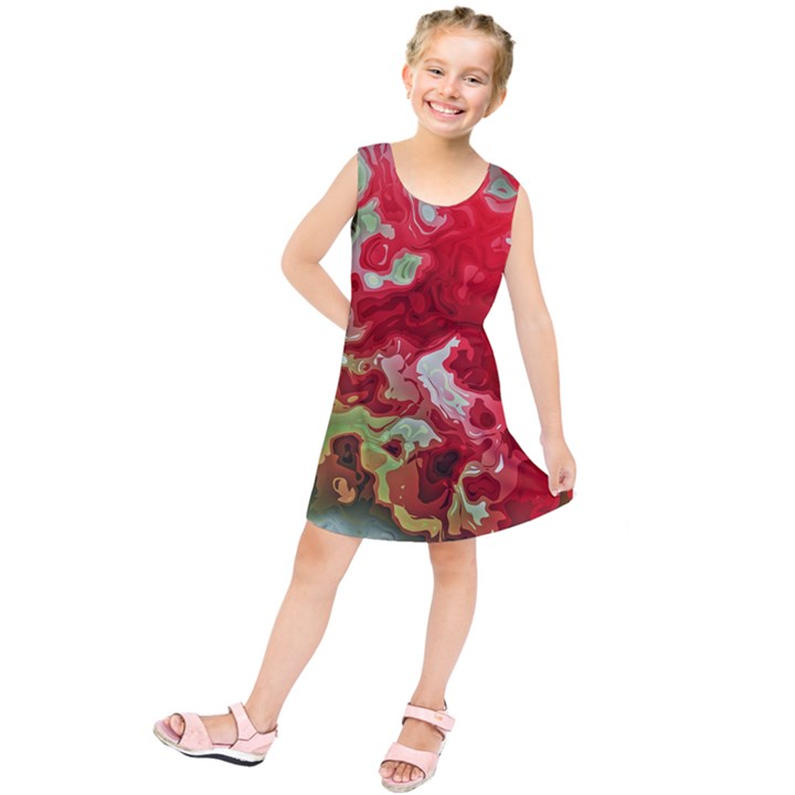 Abstract Stain Red Seamless Kids  Tunic Dress