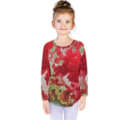 Abstract Stain Red Seamless Kids  Long Sleeve Tee