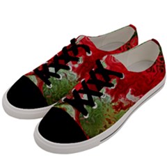 Abstract Stain Red Seamless Men s Low Top Canvas Sneakers by HermanTelo