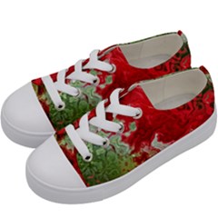 Abstract Stain Red Seamless Kids  Low Top Canvas Sneakers by HermanTelo