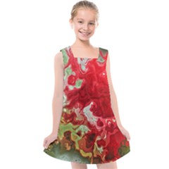 Abstract Stain Red Seamless Kids  Cross Back Dress by HermanTelo