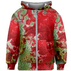 Abstract Stain Red Seamless Kids  Zipper Hoodie Without Drawstring