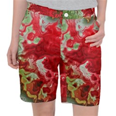 Abstract Stain Red Seamless Pocket Shorts by HermanTelo