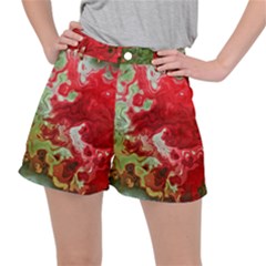 Abstract Stain Red Seamless Ripstop Shorts by HermanTelo