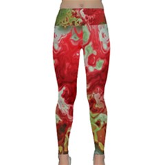 Abstract Stain Red Seamless Lightweight Velour Classic Yoga Leggings by HermanTelo