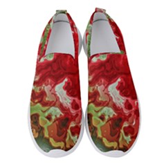 Abstract Stain Red Seamless Women s Slip On Sneakers