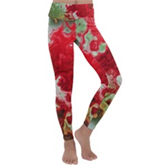 Abstract Stain Red Seamless Kids  Lightweight Velour Classic Yoga Leggings by HermanTelo