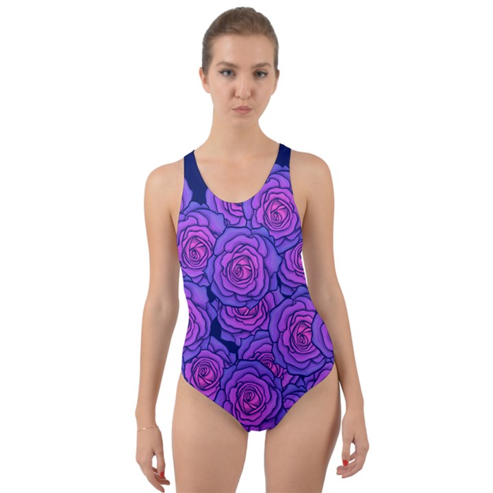 Roses Cut-Out Back One Piece Swimsuit