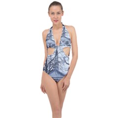 Bowling Green Prout Chapel Halter Front Plunge Swimsuit by Riverwoman