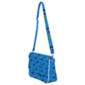 Halloween Witch Pattern Blue Shoulder Bag with Back Zipper View2