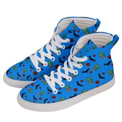 Halloween Witch Pattern Blue Men s Hi-top Skate Sneakers by snowwhitegirl