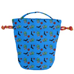 Halloween Witch Pattern Blue Drawstring Bucket Bag by snowwhitegirl