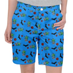 Halloween Witch Pattern Blue Pocket Shorts