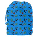 Halloween Witch Pattern Blue Drawstring Pouch (XXXL) View2