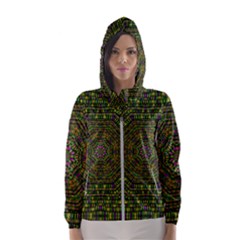 Peace Flower Planet And Calm Fire Women s Hooded Windbreaker by pepitasart