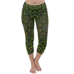 Peace Flower Planet And Calm Fire Capri Winter Leggings  by pepitasart