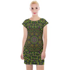 Peace Flower Planet And Calm Fire Cap Sleeve Bodycon Dress by pepitasart