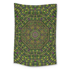 Peace Flower Planet And Calm Fire Large Tapestry by pepitasart