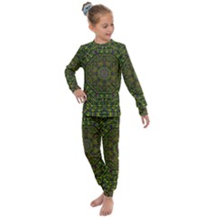 Peace Flower Planet And Calm Fire Kids  Long Sleeve Set  by pepitasart