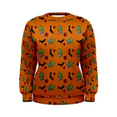 Halloween Witch Pattern Orange Women s Sweatshirt