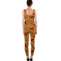 Halloween Witch Pattern Orange One Piece Catsuit View2