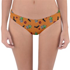 Halloween Witch Pattern Orange Reversible Hipster Bikini Bottoms by snowwhitegirl