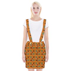 Halloween Witch Pattern Orange Braces Suspender Skirt