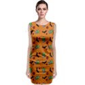 Halloween Witch Pattern Orange Sleeveless Velvet Midi Dress View1