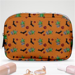 Halloween Witch Pattern Orange Make Up Pouch (Small)