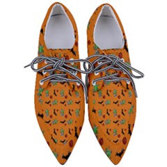 Halloween Witch Pattern Orange Pointed Oxford Shoes