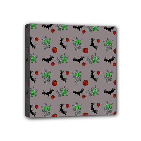 Halloween Witch Pattern Grey Mini Canvas 4  X 4  (stretched) by snowwhitegirl