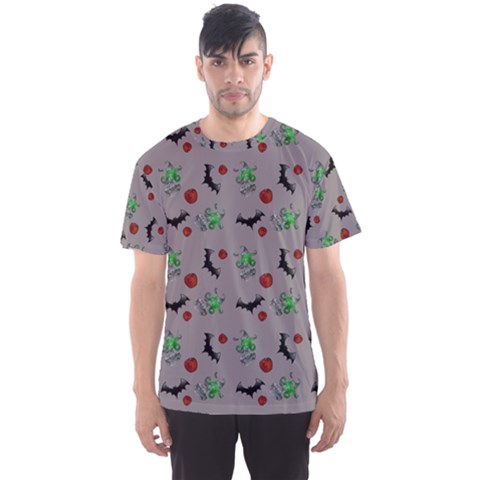 Halloween Witch Pattern Grey Men s Sports Mesh Tee by snowwhitegirl