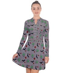 Halloween Witch Pattern Grey Long Sleeve Panel Dress by snowwhitegirl