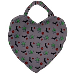 Halloween Witch Pattern Grey Giant Heart Shaped Tote