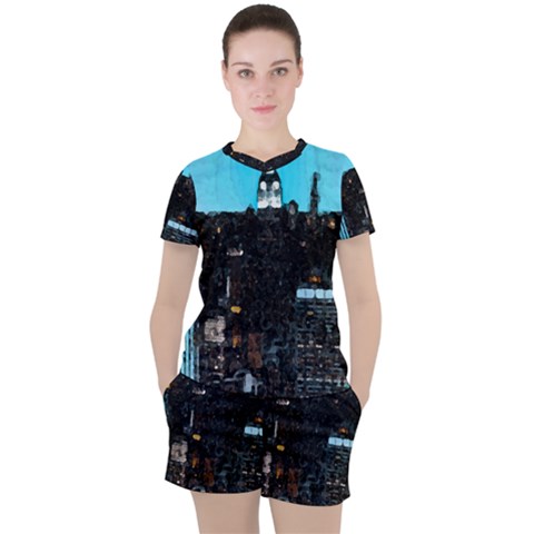 City Town Women s Tee And Shorts Set by snowwhitegirl