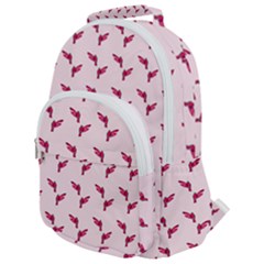 Pink Parrot Pattern Rounded Multi Pocket Backpack