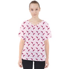 Pink Parrot Pattern V-neck Dolman Drape Top by snowwhitegirl