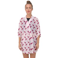 Pink Parrot Pattern Half Sleeve Chiffon Kimono by snowwhitegirl