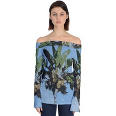 Palm Tree Off Shoulder Long Sleeve Top by snowwhitegirl