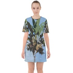 Palm Tree Sixties Short Sleeve Mini Dress by snowwhitegirl