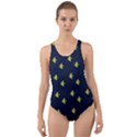 Peeled Banana On Blue Cut-Out Back One Piece Swimsuit View1